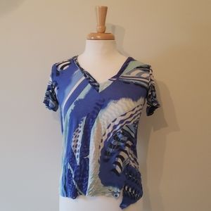 Emilio Pucci blue v neck tee size 42/6 (small)